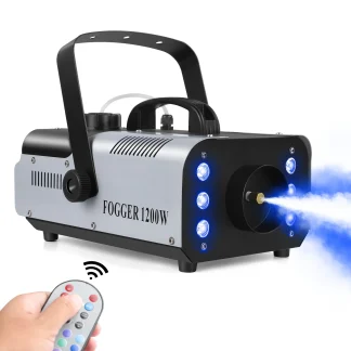 U'King 1200W Machine à brouillard 6LED s brumisateur à distance éjecteur Disco Machine à fumée colorée DJ effets de fête de noël lumière de scène